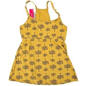 SUIEK NEW Small Nursing Cami Tank Top Women Yellow Tree Print Racerback